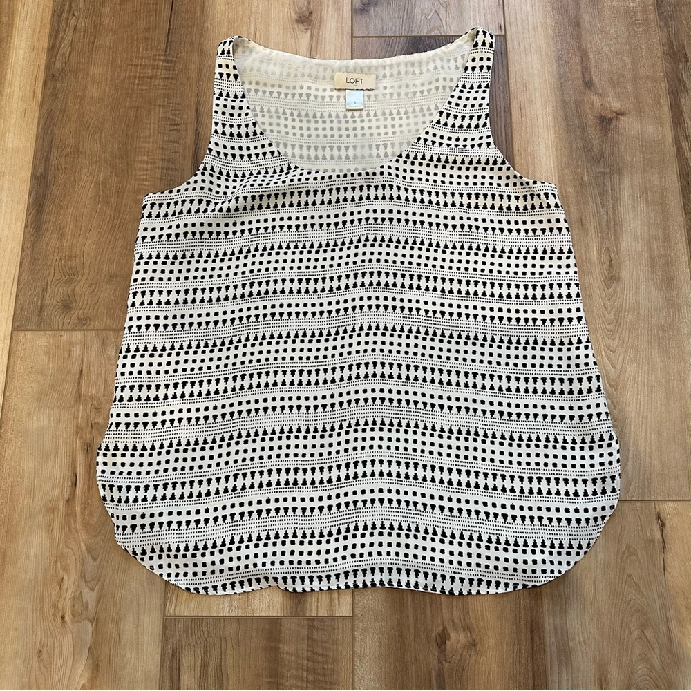 LOFT Black and White Boho Work wear Tank Top Small